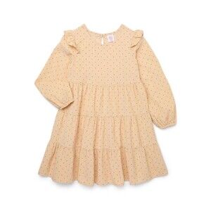Wonder Nation Fit & Flare Dress Girls Beige Cord Ruffle LS Cotton XL 14-16 Plus